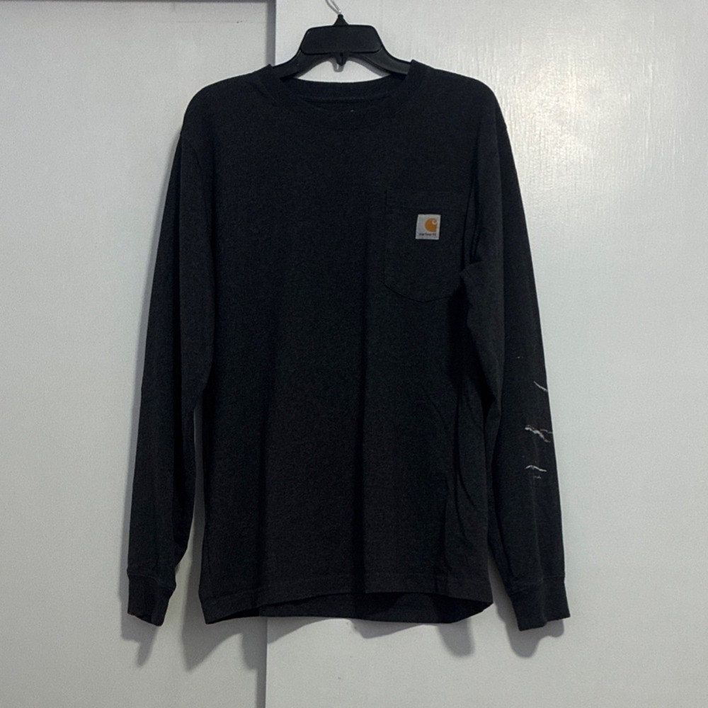 Carhartt Men's Dark Gray Relaxed Fit Long Sleeve Graphic Pocket T-Shirt Size L